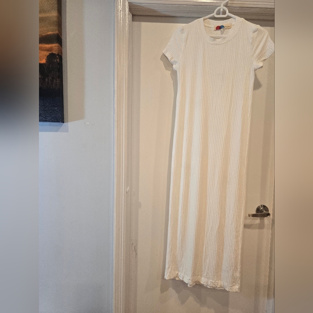 FP Beach White Ribbed Maxi Dress